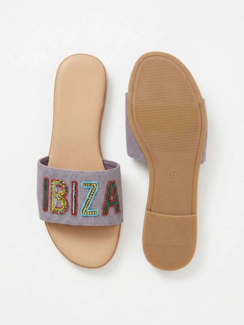a new day Tan Footbed Gray Beaded 'IBIZA' Slide Sandals - Picture 3 of 3